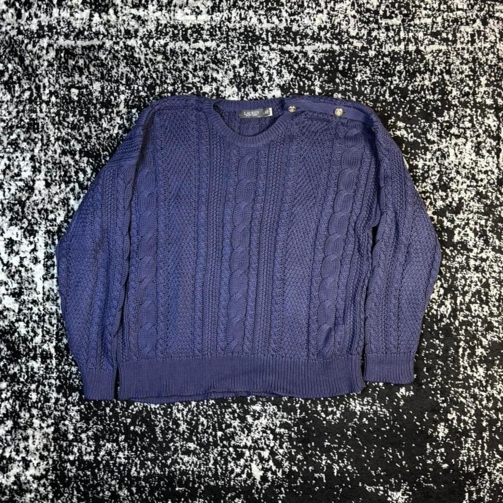 womens Lauren Ralph Lauren Black label fisherman knit sweater size 3x